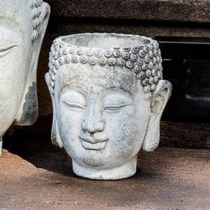 Abbott Collection Buddha Head Stone Planter | 5.5" Cement Sculpture